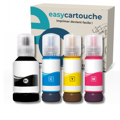Pack compatible avec EPSON 102 ECOTANK, 4 bouteilles d'encre